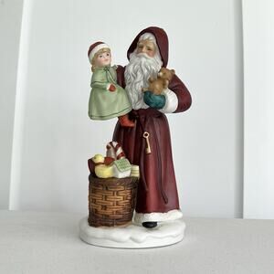 vintage‎ homco santa little girl basket of toys key old world st nick 5118